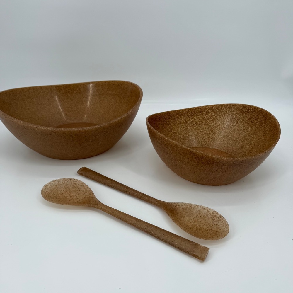 EcoSmart by Architec Recycled Serving Bowl Set Brown 2 Bowls 2 Spoons